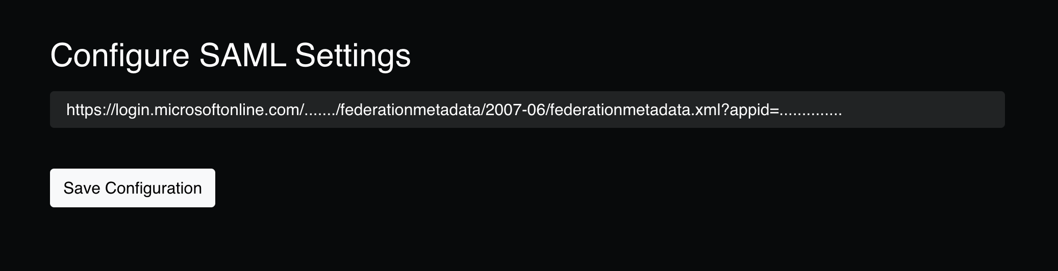 App Federation Metadata URL